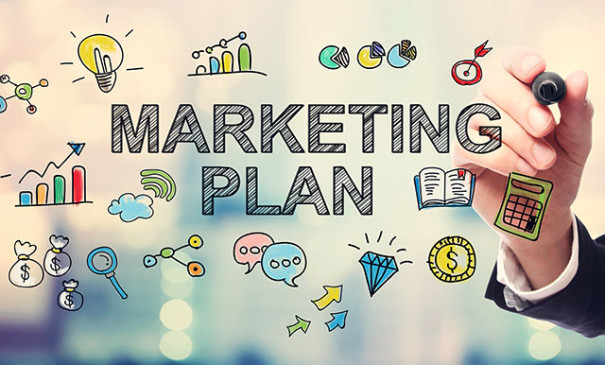 Businessman drawing Marketing Plan concept